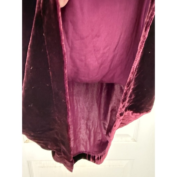 Peek Fleur Des Champs Dress Girls Sz 12 crushed velvet Burgundy Holiday silk - Picture 5 of 8